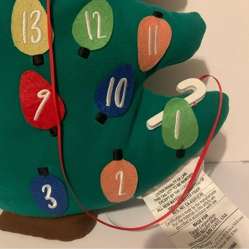 NWT. WONDERSHOP Advent Calendar Christmas Tree Pillow